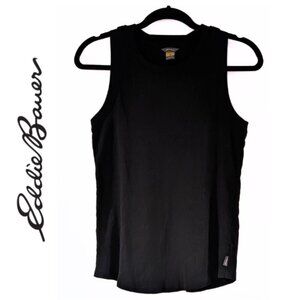 Eddie Bauer Travex Racerback Ribbed Fitted Sleeveless Top, Black, Size M